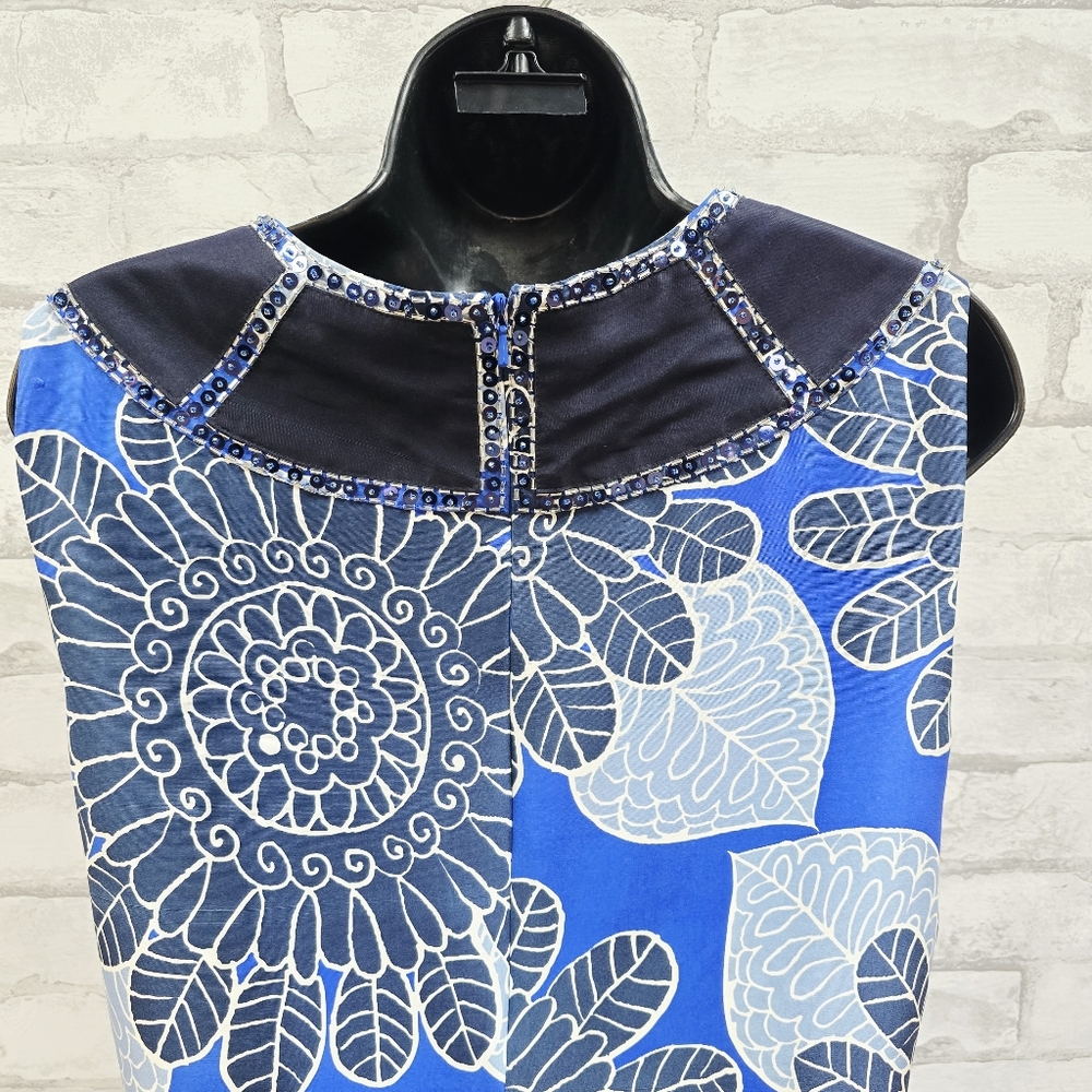 Tory Burch Blue Floral‎ Print Sheath Dress - Picture 7 of 9
